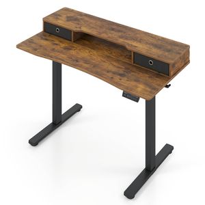 Costway Electric Lift Table Height Adjustable Stand Up Desk 100cm - Brown