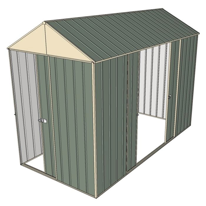 Build-a-Shed 1.5 x 3.0 x 2.3m Front Gable Single Sliding and Double Sliding Door Shed - Green
