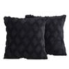 Catzon 2 Pcs Faux Wool Throw Pillow Covers Farmhouse Couch Pillowcases 45X45cm-Black