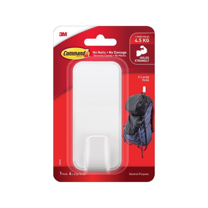 Command™ White Adhesive X-LGE Hook