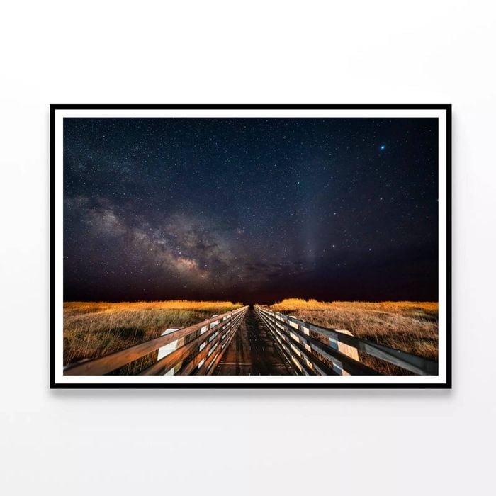 Wooden Bridge, Meadow under Sky   Print 100% Australian Made 120x90cm  (Poster)