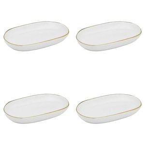 4PK Ecology Speckle Stoneware Small Shallow Bowl 22x16.5cm - Milk/Gold