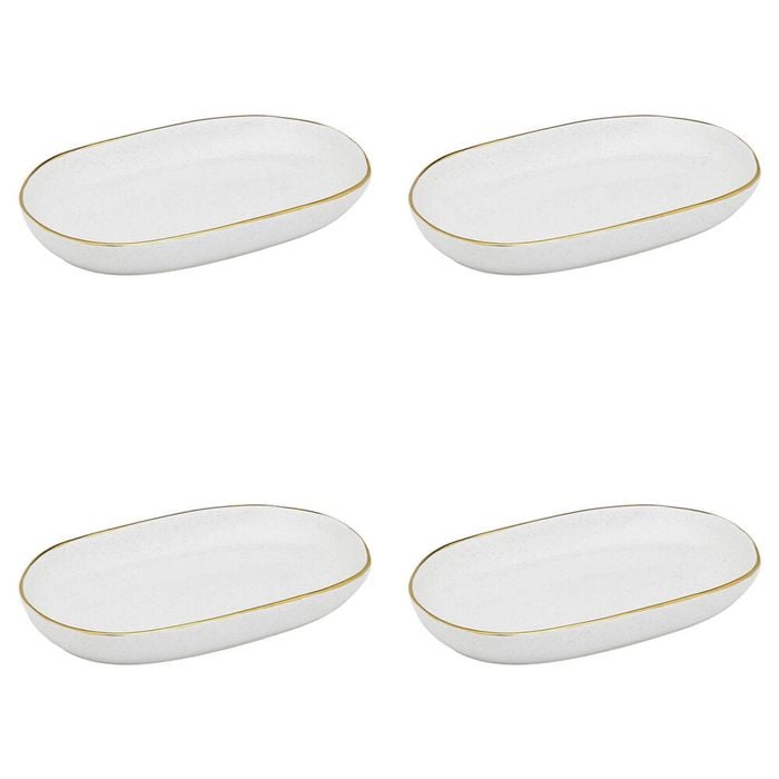 4PK Ecology Speckle Stoneware Small Shallow Bowl 22x16.5cm - Milk/Gold