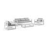 Santorini 3+1+1 Aluminium Lounge Setting White With Coffee Table & Olefin Light Grey Cushions