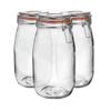 Argon Tableware Glass Storage Jars - 1.5l/50.7oz - Set Of 6 - 4 Colour Seals Airtight Kitchen Storage Container Preserving Jar