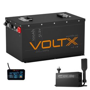 VoltX 48V 100Ah Golf Cart Lithium Battery & Charger Bundle, 5120Wh LiFePO4, EZGO TXT, Golf Farm Resort Buggy