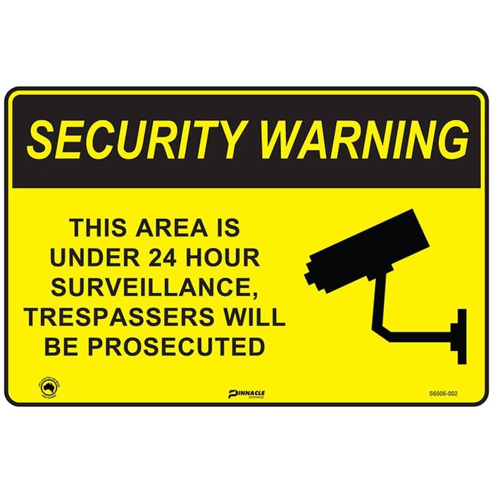 Pinnacle 600 x 400mm Poly Security Warning 24 Hour Surveillance Sign