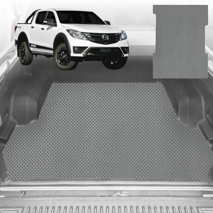 6D Diamond Ute Tub Mat for Mazda BT-50 Dual Cab (TF) 2020-Current (with Factory Plastic Tub Liner) - Grey