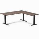 Desky Fixed Height Jarrah Legno Melamine L-Shape Office Desk 1800x1750mm Matte Black Frame