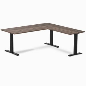 Desky Fixed Height Jarrah Legno Melamine L-shape Office Desk 1800x1750mm Matte Black Frame