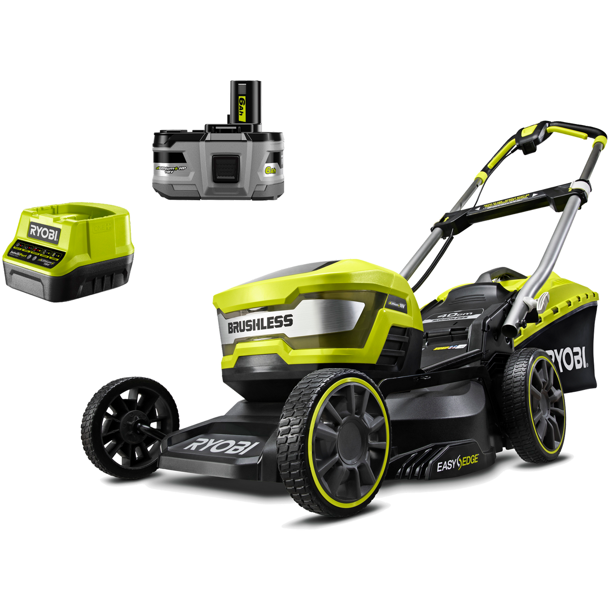 Ryobi 18V ONE HP 40cm Lawn Mower 6.0Ah Kit RLM1840BLX6 Bunnings Australia