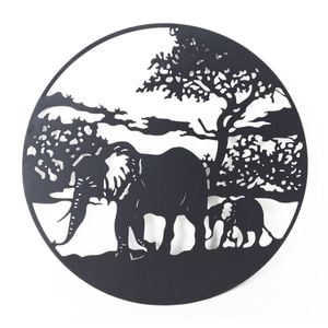 P&P 80×1×80cm Black Elephant Metal Wall Decor for Living Rooms, Bedrooms & Offices, Stunning Elephant Art