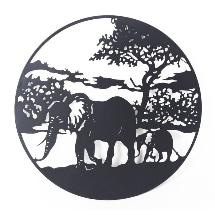 P&P 80×1×80cm Black Elephant Metal Wall Decor for Living Rooms, Bedrooms & Offices, Stunning Elephant Art