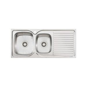 Oliveri Stainless Steel Regency 1 And 3/4 LH Bowl Topmount Sink With Drainer