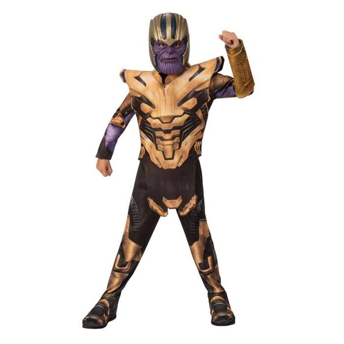 Thanos Halloween Costume for Kids Classic Marvel Avengers Outfit with Gauntlet Mask, Small