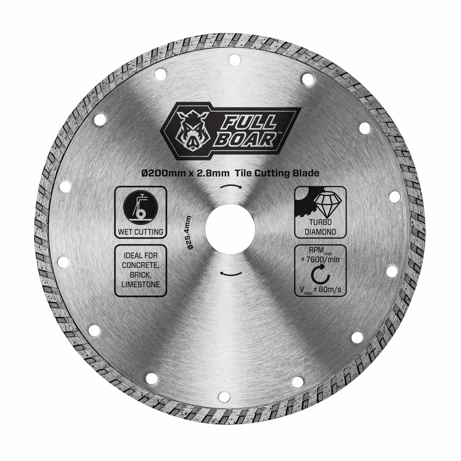 200mm Turbo Diamond Tile Cutting Blade Full Boar