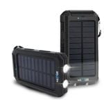 Maxxlee 2x BLACK 10000mAh Solar Power Bank Dual USB Battery Charger Portable Torch Light Compass