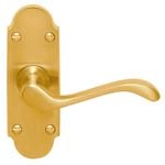 Delf 120mm Polished Brass Kensington Short Plate Lever Latch Set