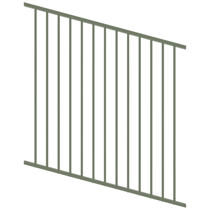 ProtectorAl 0350-1200W x 1200H Pale Eucalypt Flat Top Square Picket Pool Fence Panel Raked Up to 15º