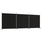 vidaXL 3-Panel Room Divider Black Fabric Privacy Screen Room Separator Folding