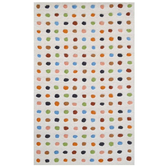 Handtufted Wool Rug-dot 6449-ivory/multi-80x150cm