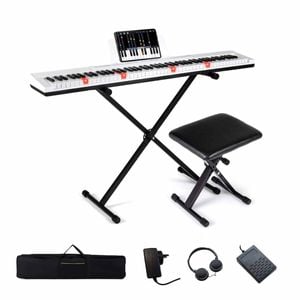 Costway 88-Key Electric Keyboard Kid Digital Piano w/Light-up Button White