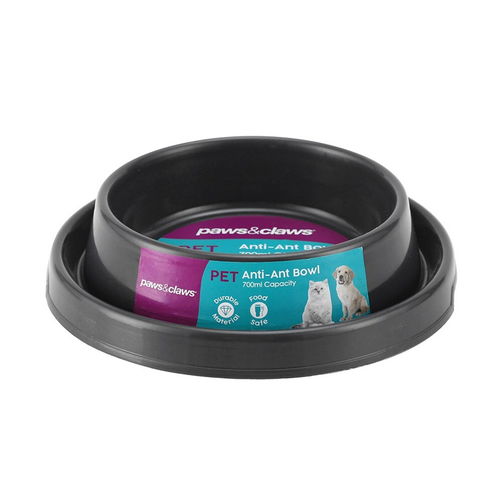 2PK Paws Claws Anti Ant Pet Dog Bowl 22.5x16.5x5.5cm Dark Grey Bunnings Australia