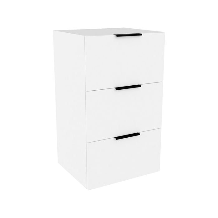 Lugna 768 x 450 x 380mm White 3 Drawer Storage Cabinet - White