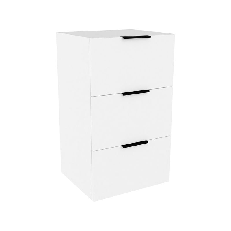 Lugna 768 x 450 x 380mm White 3 Drawer Storage Cabinet - White