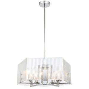 Telbix Pelion Modern Pendant Hanging Lamp Light Metal Glass Chrome Clear Polished Chrome