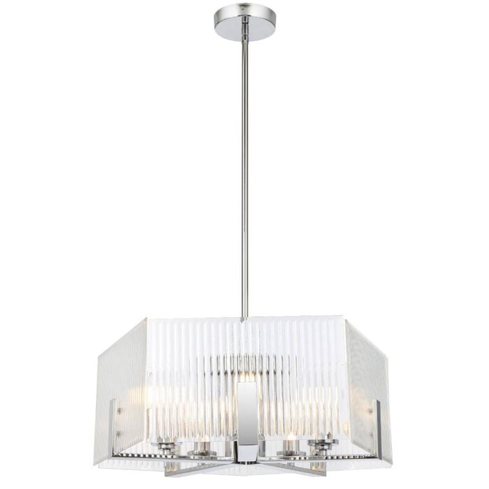 Telbix Pelion Modern Pendant Hanging Lamp Light Metal Glass Chrome Clear Polished Chrome