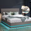 Oikiture Bed Frame Gas Lift RGB LED Grey-King