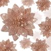 Catzon 36 Pcs Christmas Glitter Poinsettia Flowers for Xmas Tree-RosyGold
