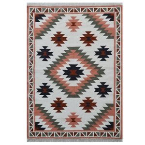 Designer Flatwoven Wool Rug-Himalaya 6353-Ivory Multi-110x160cm