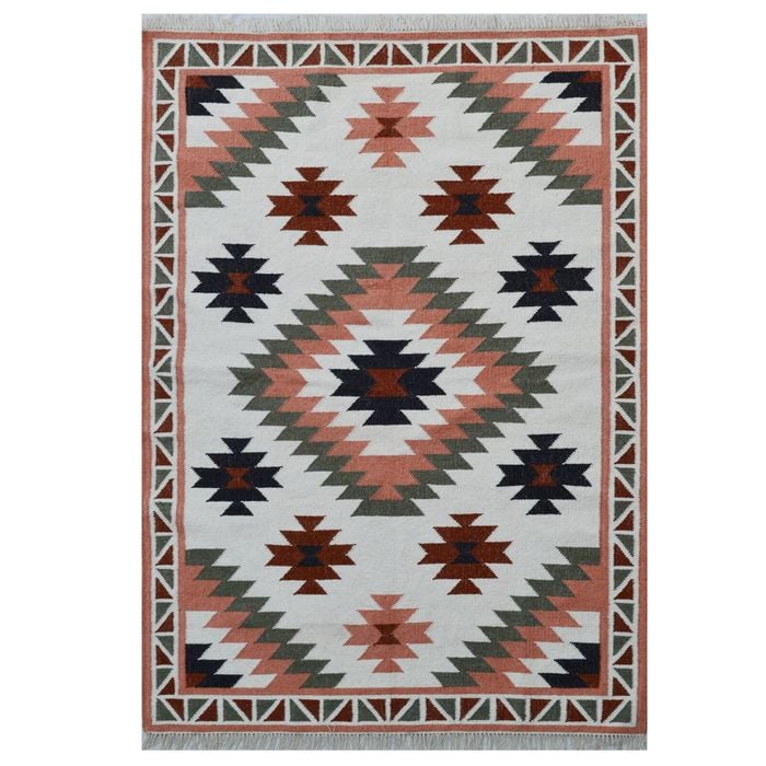 Designer Flatwoven Wool Rug-Himalaya 6353-Ivory Multi-110x160cm