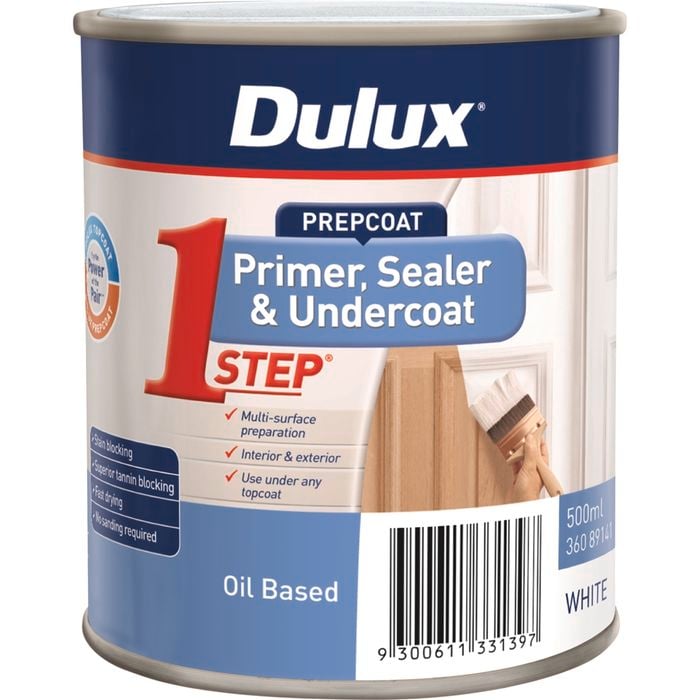 Dulux 500ml White Prepcoat 1Step Oil Based Primer Sealer And Undercoat