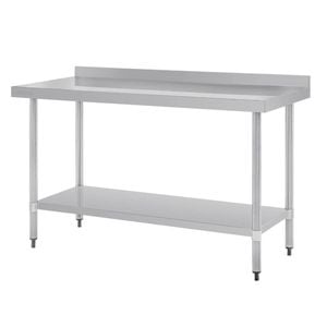 Vogue Stainless Steel Table With Splashback 1500mm - Gj508