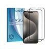 2 Pack MEZON iPhone 15 Pro (6.1") Full Cover Tempered Glass Screen Protectors