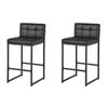 Ufurniture Bar Stools Set Of 2 Pu Kitchen Stools With Back And Metal Footrest Counter Stools Black