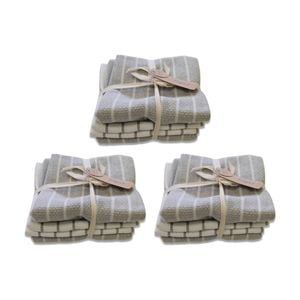 3x3pc Cdsi Basket Weave Tea Towel Recycled Cotton Set Taupe 50x70cm