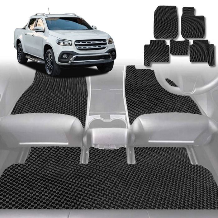 6D Diamond Car Floor Mats for Mercedes-Benz X-Class Ute2017-2021-Full Set-Black-Outback GT