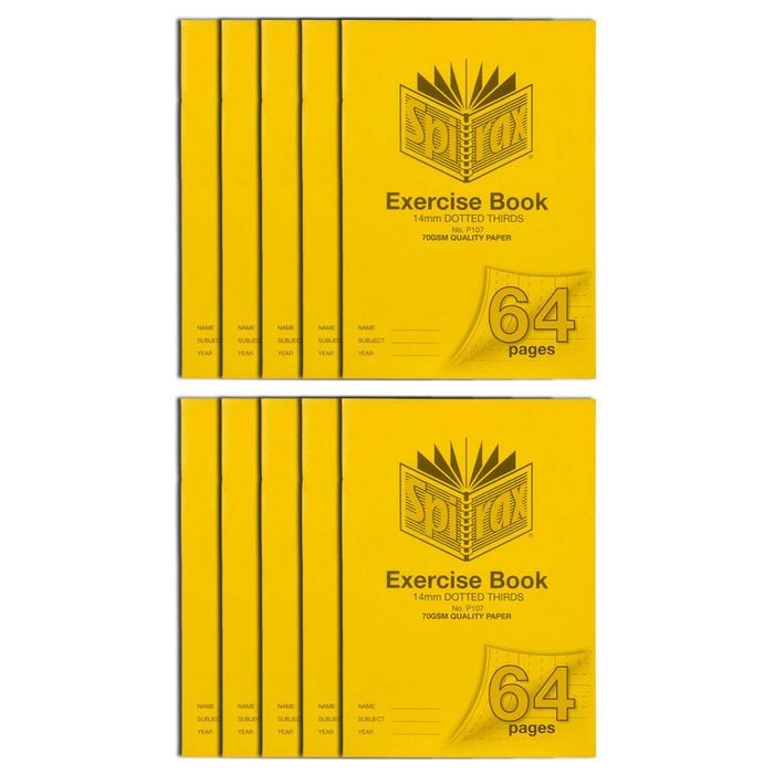 10x Spirax 70gsm 64 Page A4 14mm Dotted Third No.p107 Exercise Book/notebook