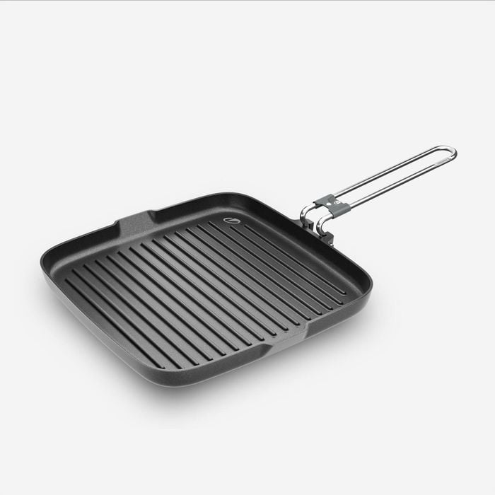 Decathlon - Non-stick Camping Grill Pan 900 With Foldable Handle, 25 Cm X 25 Cm - One Size