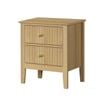 Oikiture Bedside Table 2 Drawers Nightstand Cabinet Gold Handle Natural