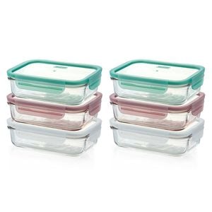 Glasslock 400ml Rectangular Storage Container Set W/ Lid 6pc