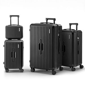 Wanderlite 4pcs Trunk Luggage Suitcase Set Travel Carry On TSA Lock Black