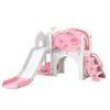 Ufurniture 8 in 1 Toddler Slide L Shaped Kids Slide Indoor Outdoor Playground Playset Pink