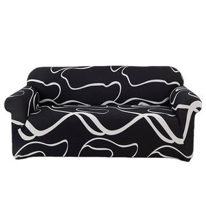 Catzon 2 Seater Stretch Sofa Cover Non-slip Polyester Printing Elastic Bottom