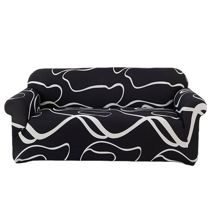 Catzon 2 Seater Stretch Sofa Cover Non-slip Polyester Printing Elastic Bottom
