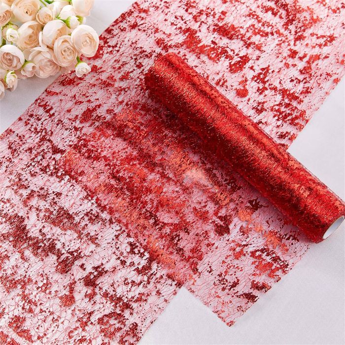 Catzon Table Runner Roll Sequin Foil Metallic Cloths for Christmas Decor-Red